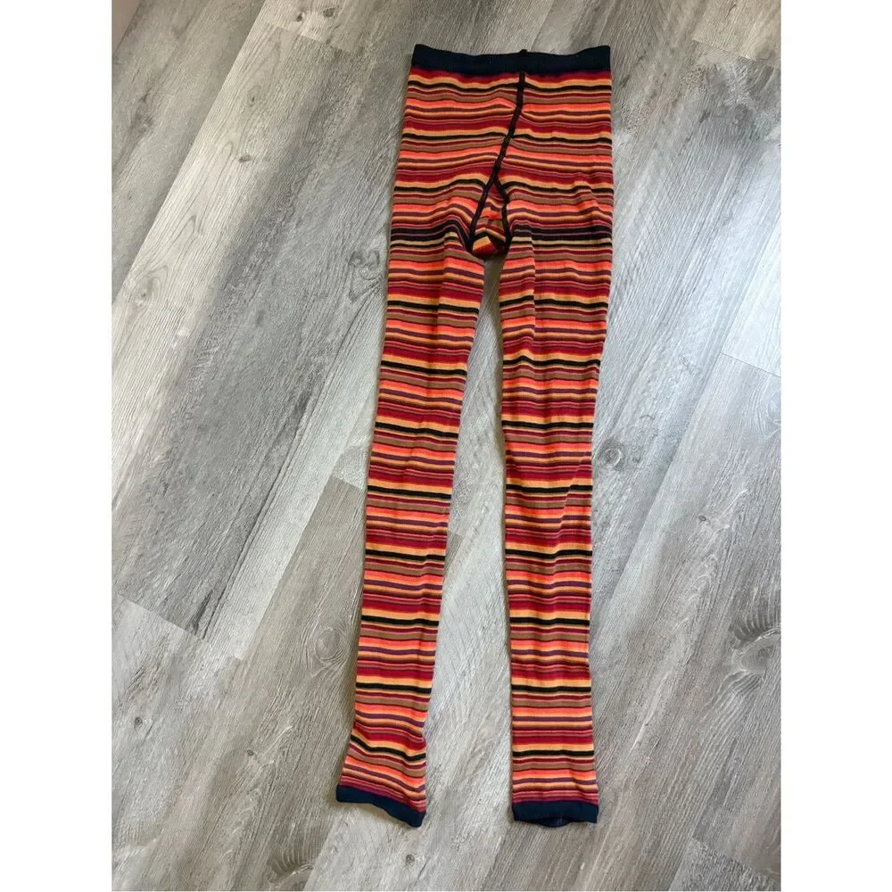 Striped Footless Tights Cotton Stretch Colorful Vibrant Bold